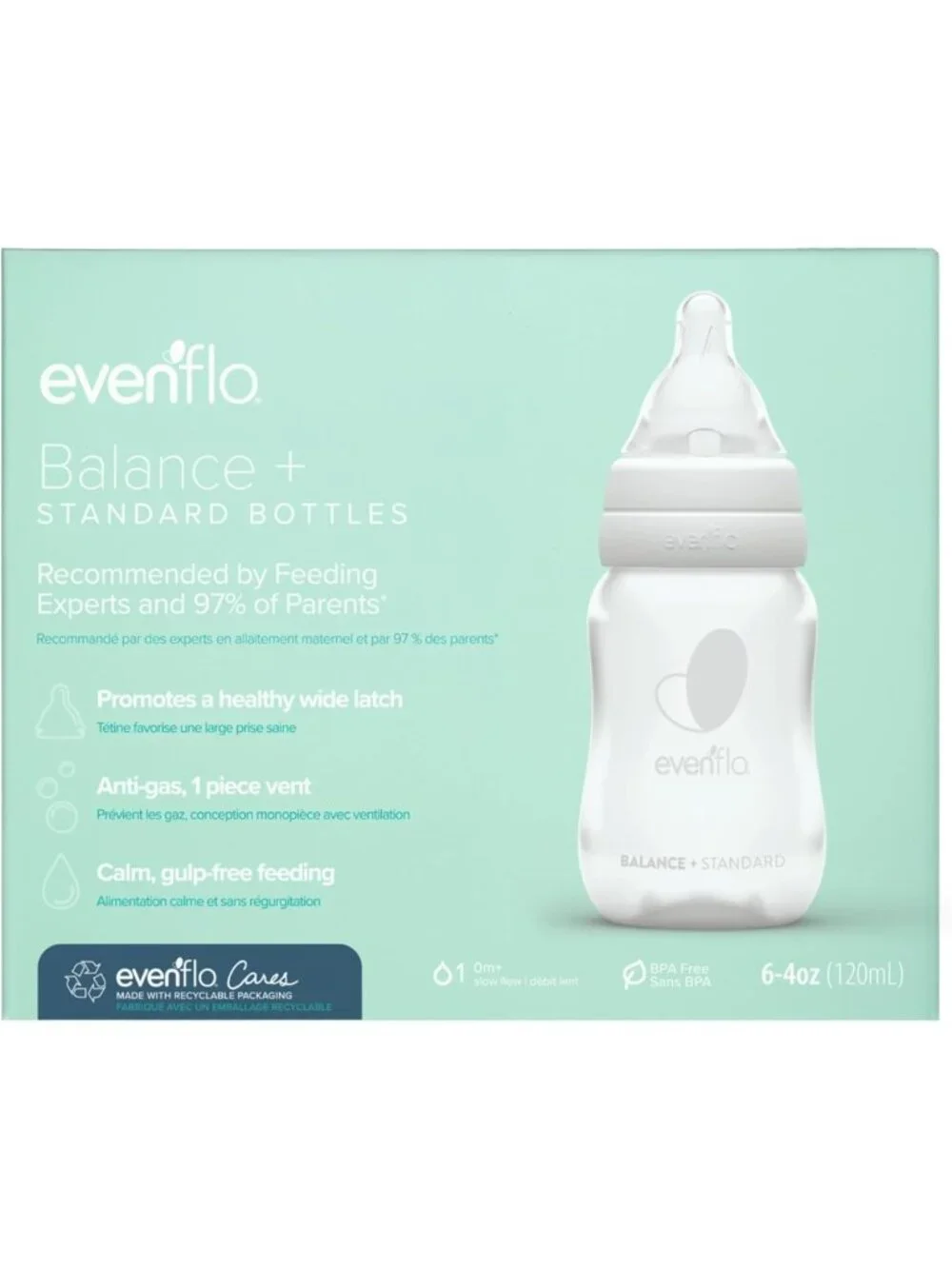 Premium Baby Bottles with Venting System - 4oz, Pack of 6, Ideal for Newborns
